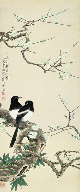 6.梅鹊图 1938年 113cm×46cm 轴 纸本