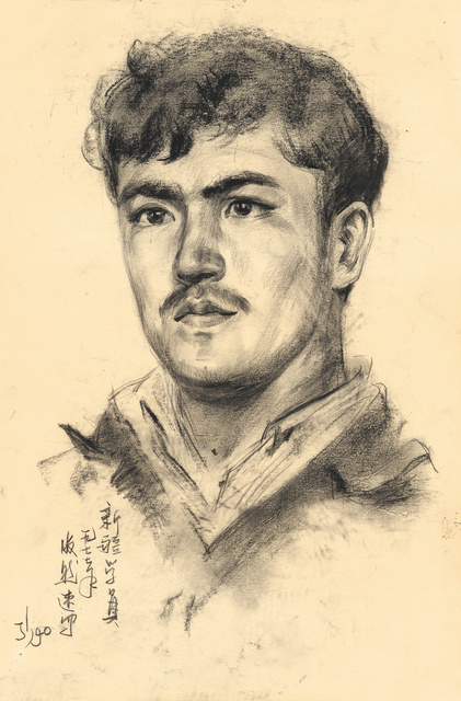 51、新疆学员（素描）  41cm×27cm  纸本铅笔  1977年